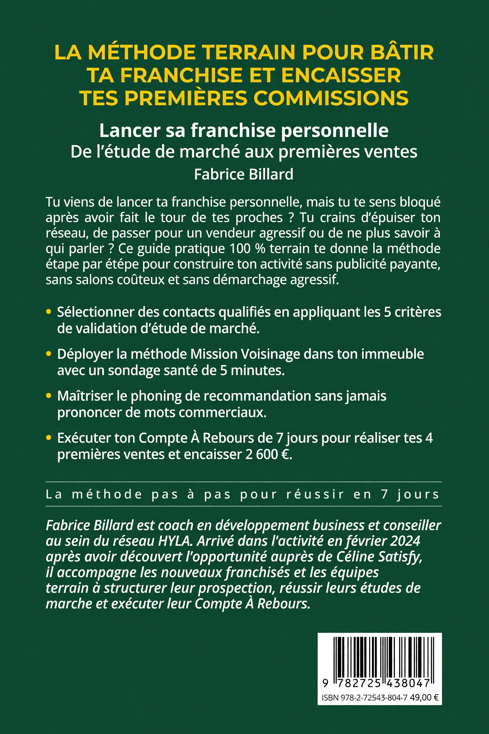 Quatrième de couverture — Lancer sa franchise personnelle